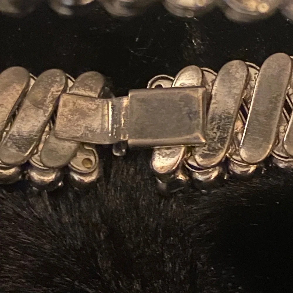 Vintage Light Blue Rhinestone Choker Necklace & Bracelet Set look @ the video - Picture 9 of 17